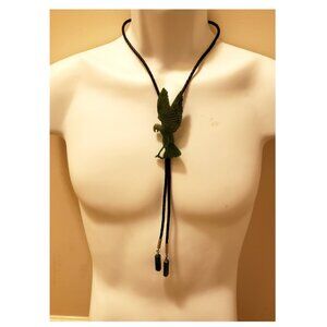 Eagle Bolo Tie Vintage 1950 Signed BENNETT PAT. PEND. C-31 Green